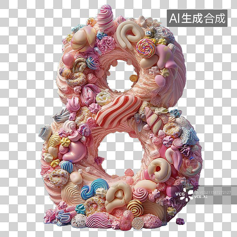 【AI数字艺术】奶油风数字8图片素材