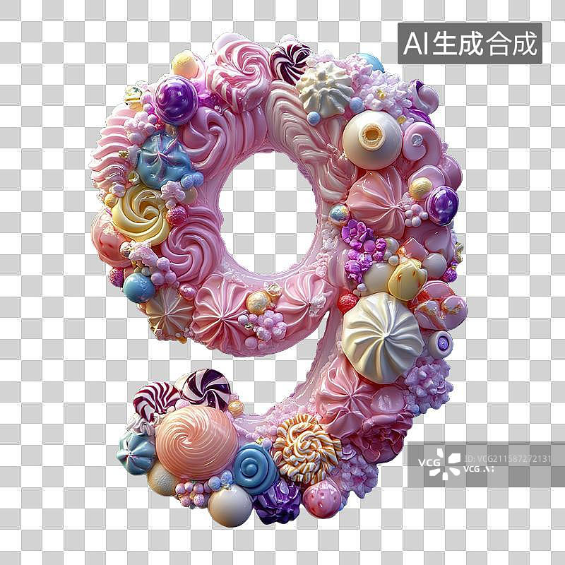 【AI数字艺术】奶油风数字9图片素材