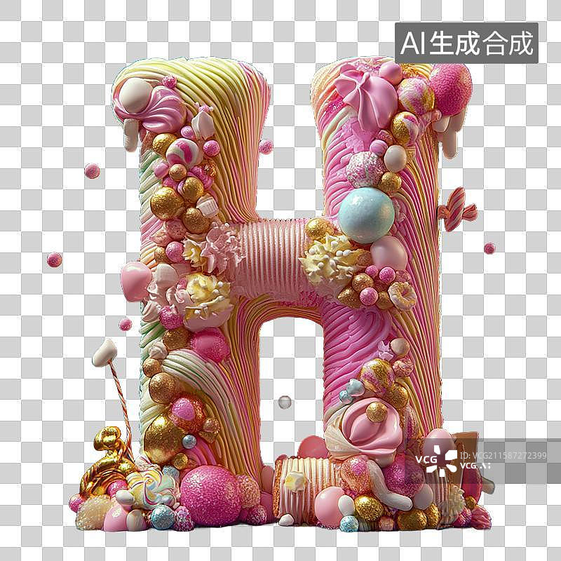 【AI数字艺术】奶油风字母h图片素材