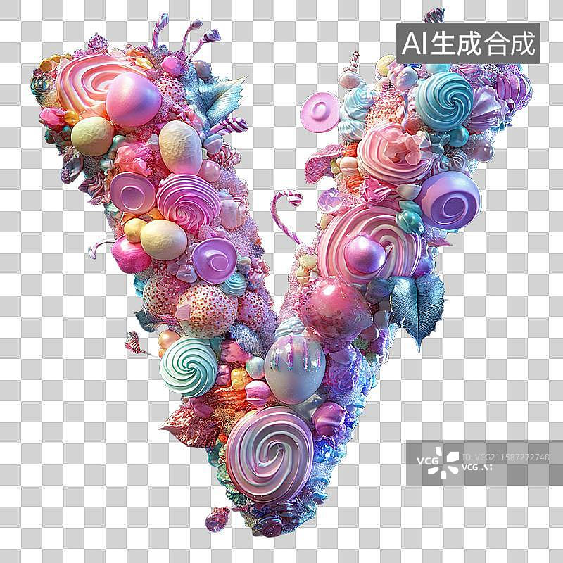 【AI数字艺术】奶油风字母v图片素材