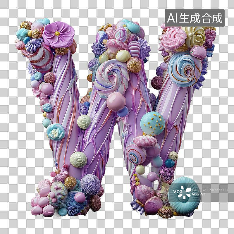 【AI数字艺术】奶油风字母w图片素材