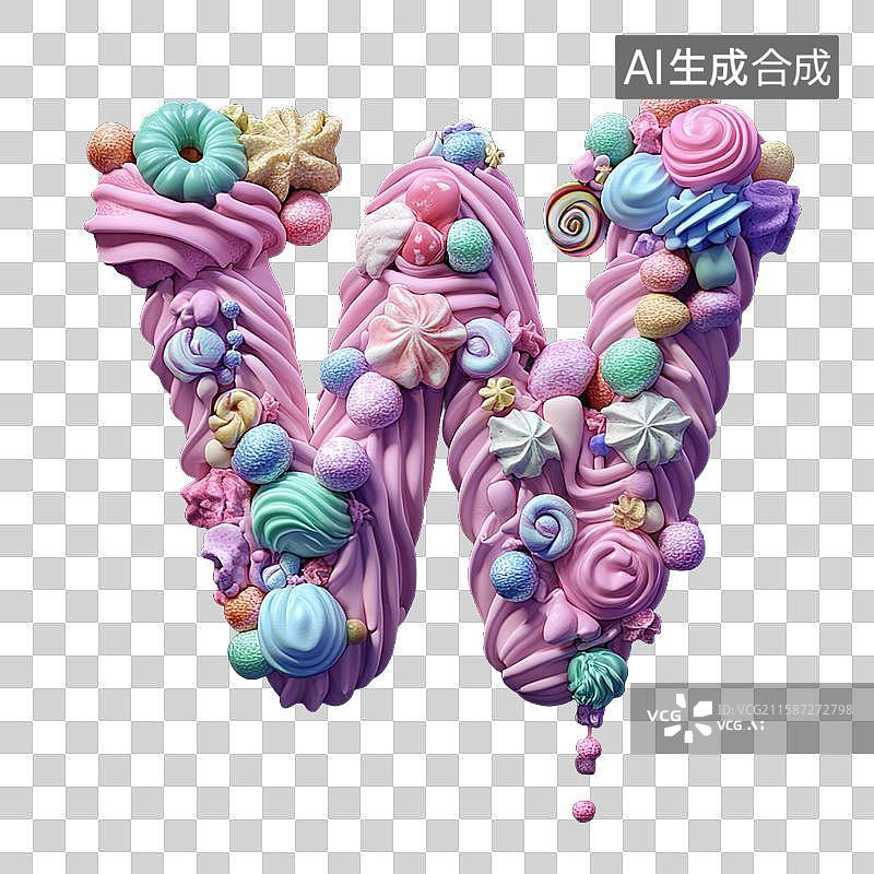 【AI数字艺术】奶油风字母w图片素材