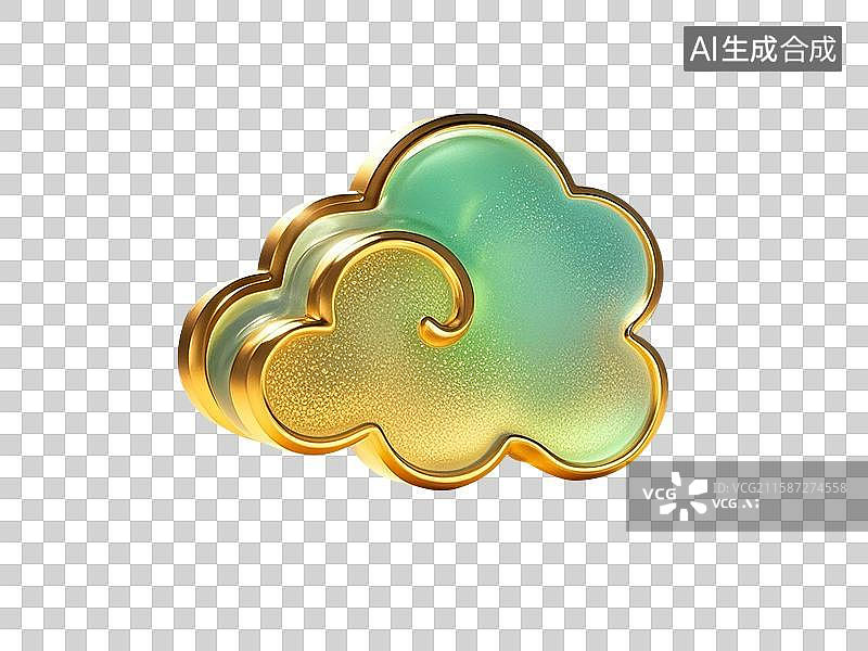 【AI数字艺术】3D渲染，祥云，半透明祥云，云纹，金色云朵，中秋节，新年，春节，传统节日免抠元素图片素材