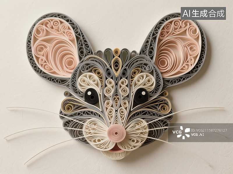 【AI数字艺术】纸艺老鼠头像创意设计图片素材