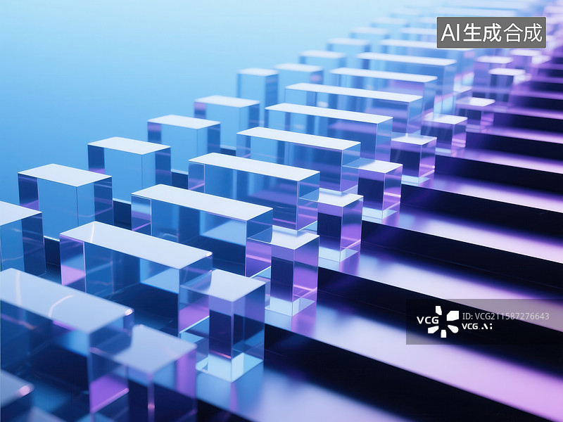 【AI数字艺术】渐变色立方体排列图片素材