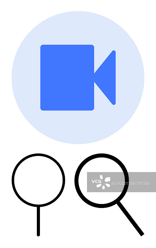 带放大镜的视频摄像机图标图片素材
