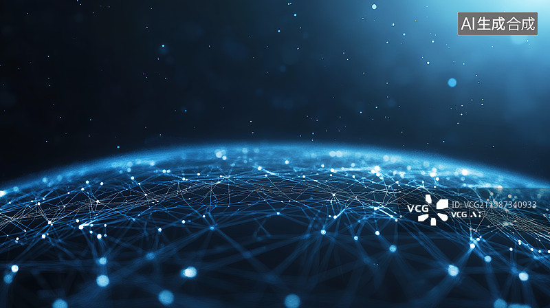 【AI数字艺术】星空中的地球和全球互联通讯概念图片素材