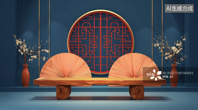 【AI数字艺术】C4D渲染的中国风电商背景，新中式背景，红色背景，新年背景，春节背景图片素材