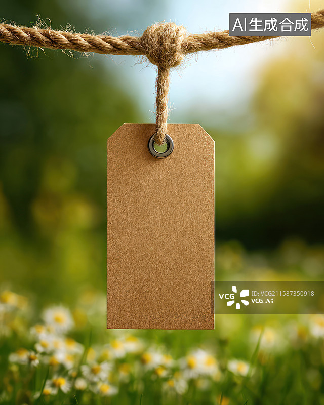 【AI数字艺术】户外草地上的空白标签图片素材