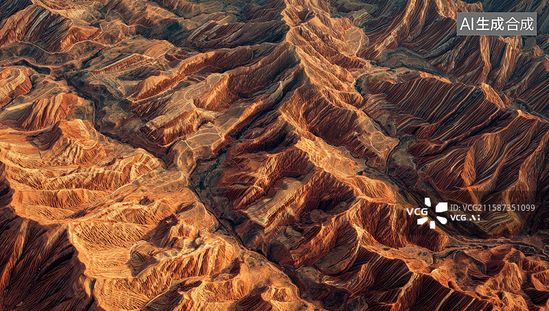 【AI数字艺术】航拍崎岖复杂地貌图片素材