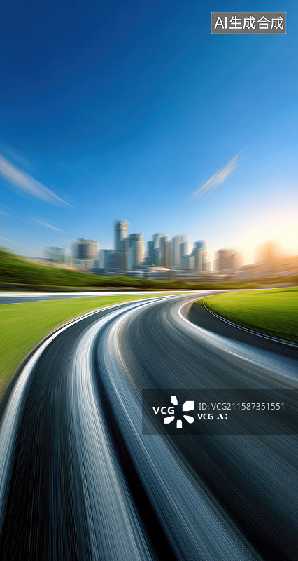 【AI数字艺术】城市道路快速动感景象图片素材