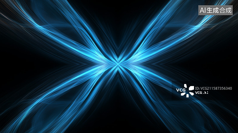 【AI数字艺术】蓝色光束对称抽象图案图片素材