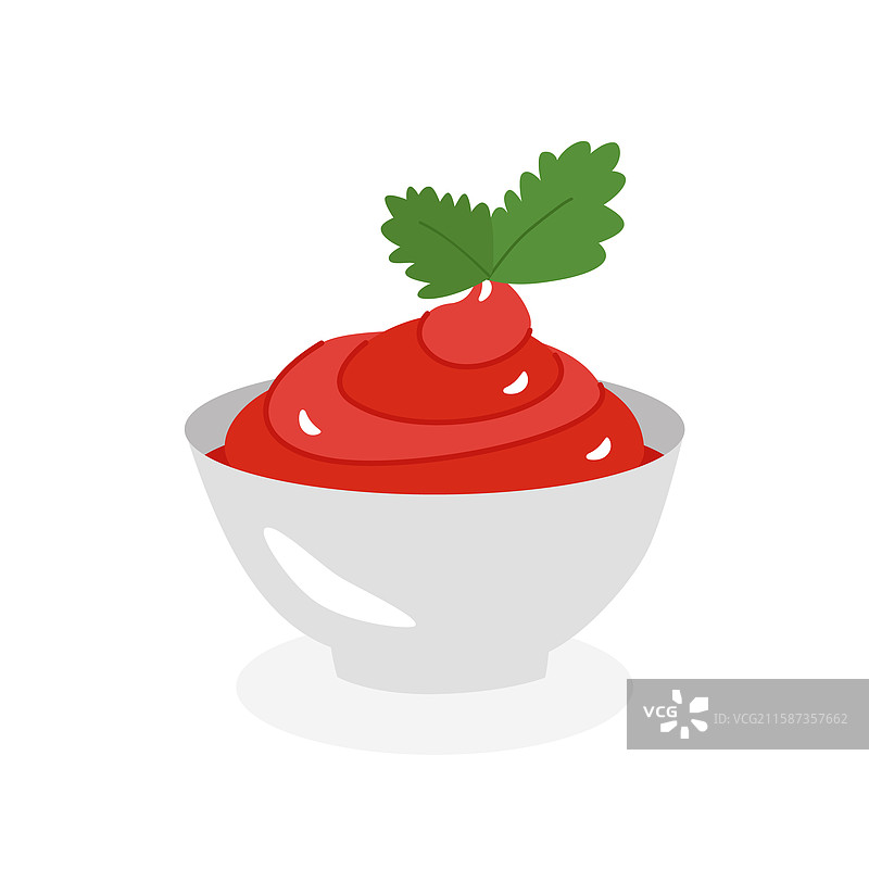 白色杯子里的番茄酱侧视图图片素材