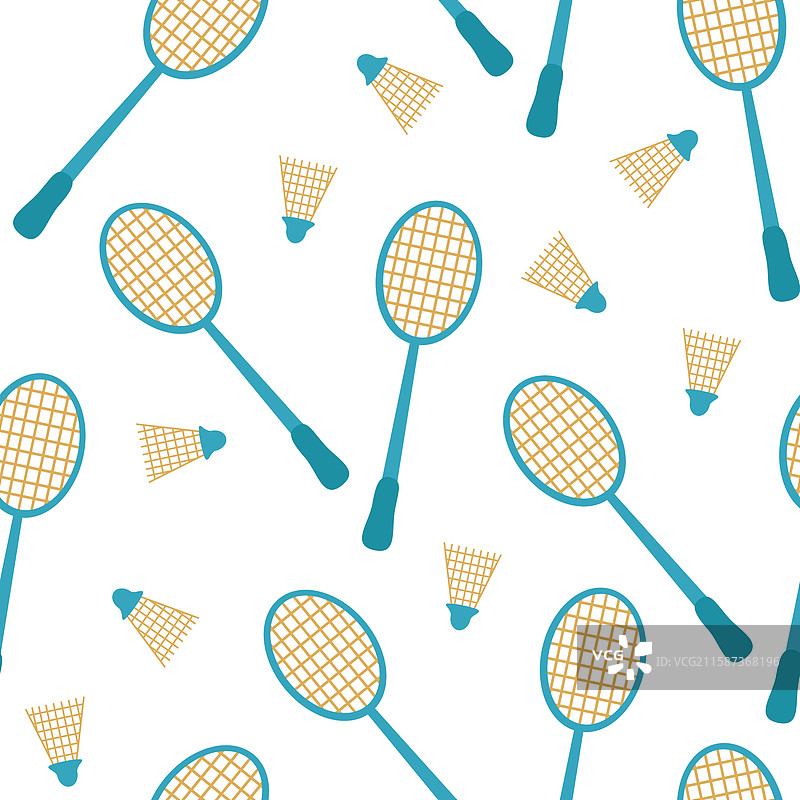 无缝图案的羽毛球拍和图片素材