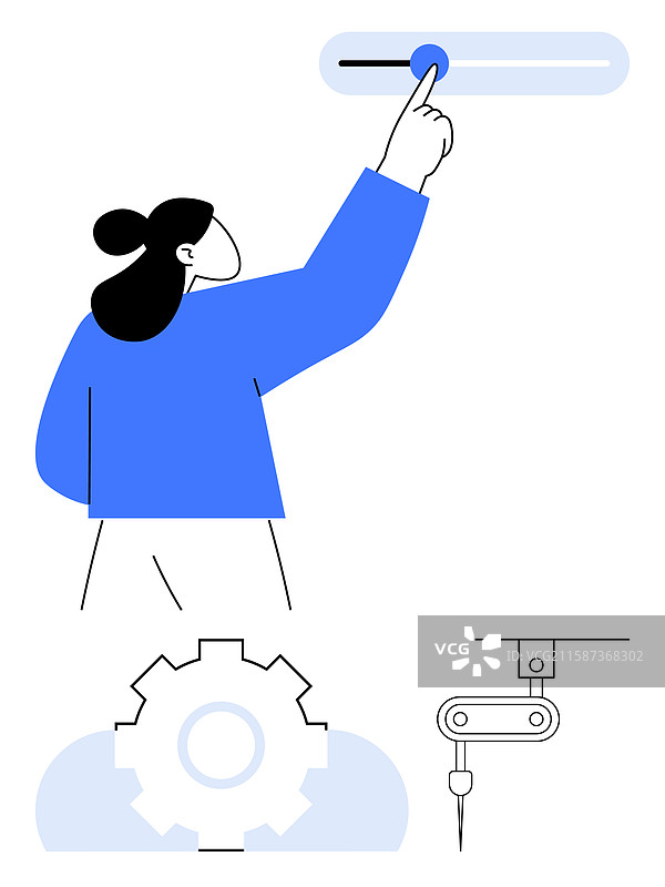 一个人正在调整带齿轮的数字控制器图片素材