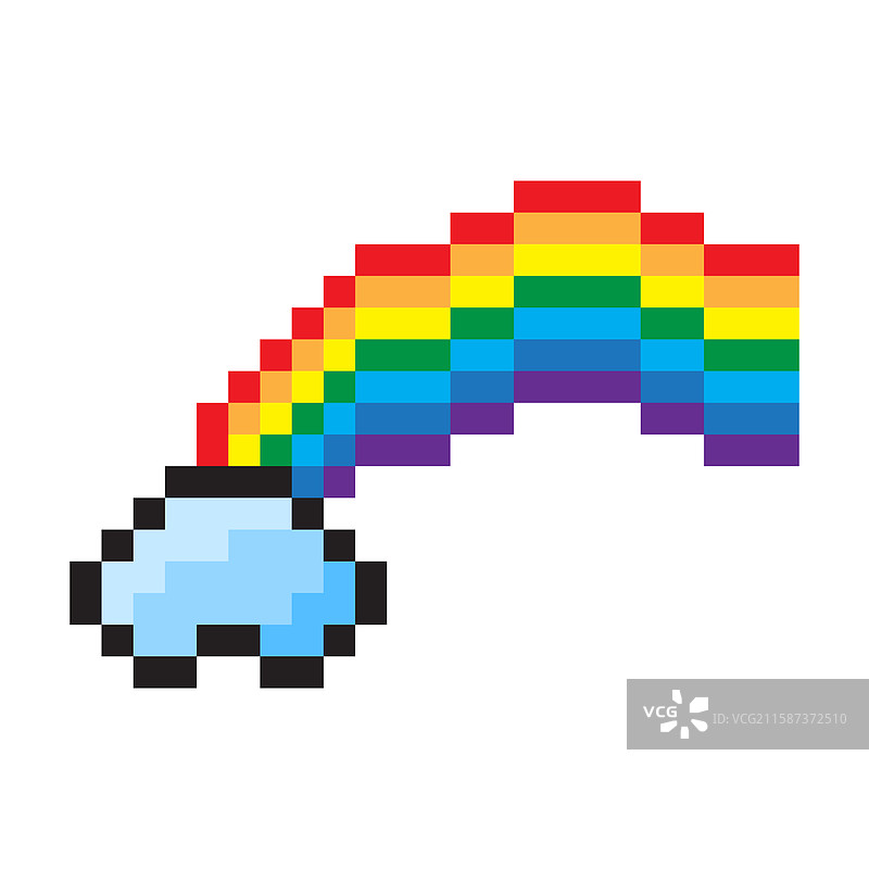 像素云彩彩虹复古游戏风格色彩缤纷图片素材