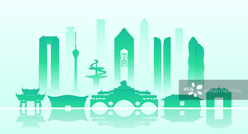 成都城市绿色环保文明城市插画图片素材