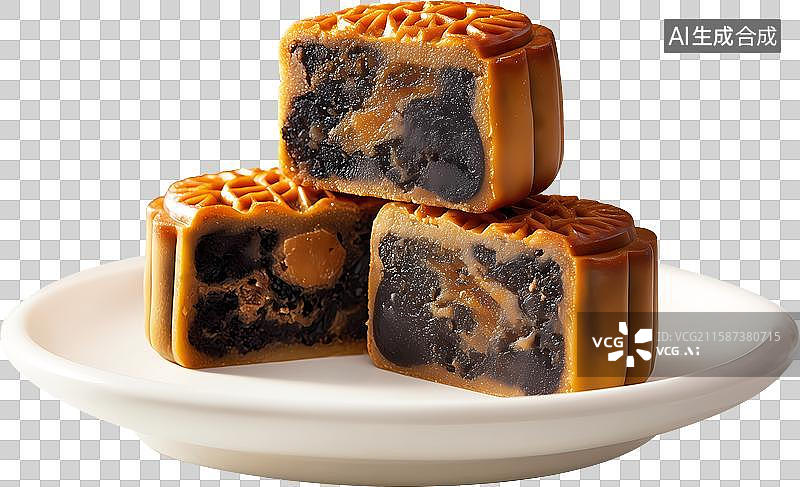 【AI数字艺术】枣泥蛋黄月饼图片素材