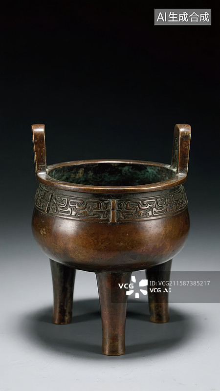 【AI数字艺术】古代青铜三足鼎图片素材
