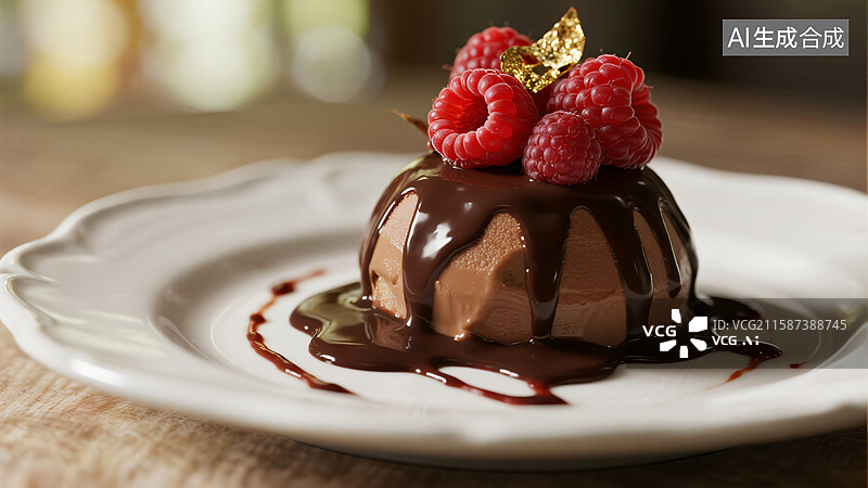 【AI数字艺术】奢华金箔巧克力慕斯图片素材