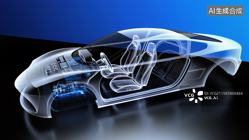 【AI数字艺术】新能源电动汽车结构透视图片素材