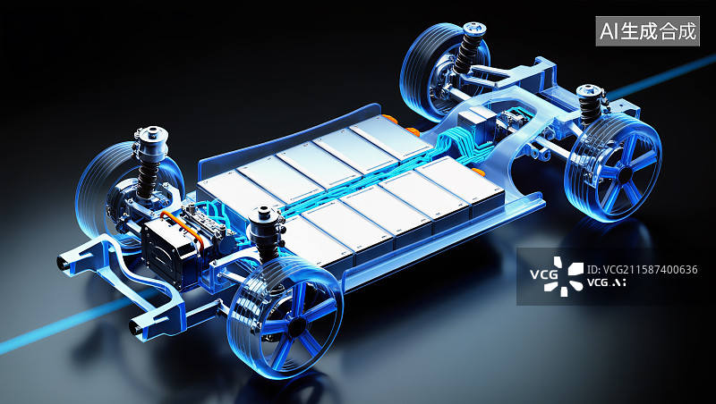 【AI数字艺术】新能源电动汽车结构透视图片素材