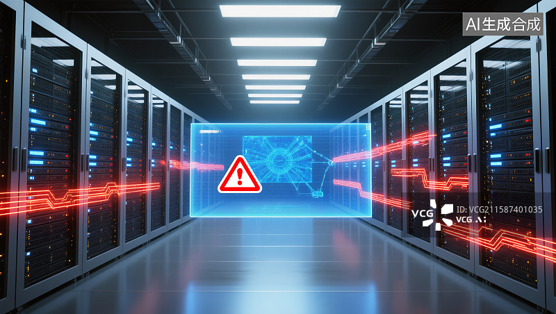 【AI数字艺术】服务器数据安全警报图片素材