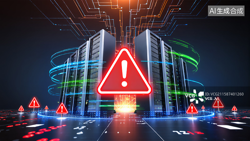 【AI数字艺术】服务器数据安全警报图片素材