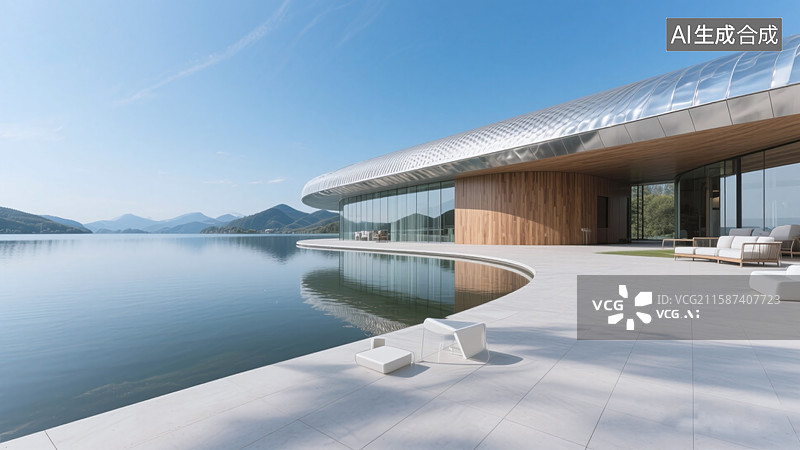 【AI数字艺术】现代建筑，现代酒店，度假酒店，汽车广告背景图图片素材