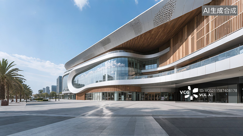 【AI数字艺术】现代城市广场，汽车广告背景图图片素材