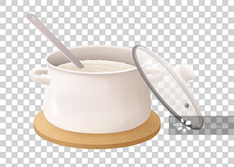 一锅煮好的白粥图片素材