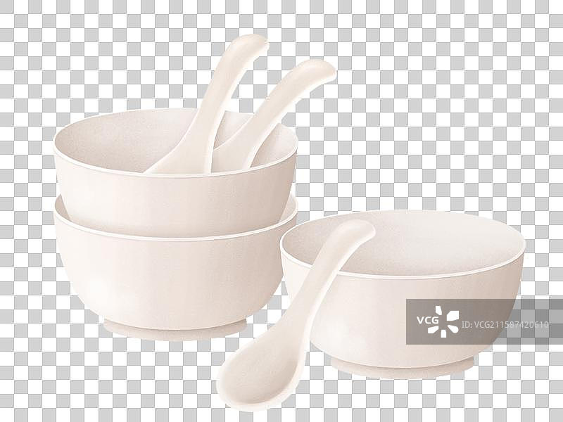 白色碗勺餐具组合图片素材