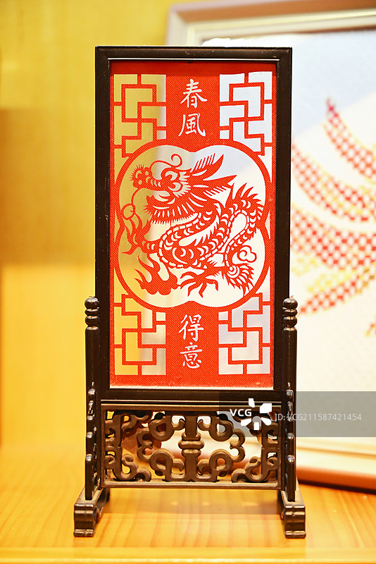 泉州 非遗 剪纸 屏风 摆件 龙图片素材