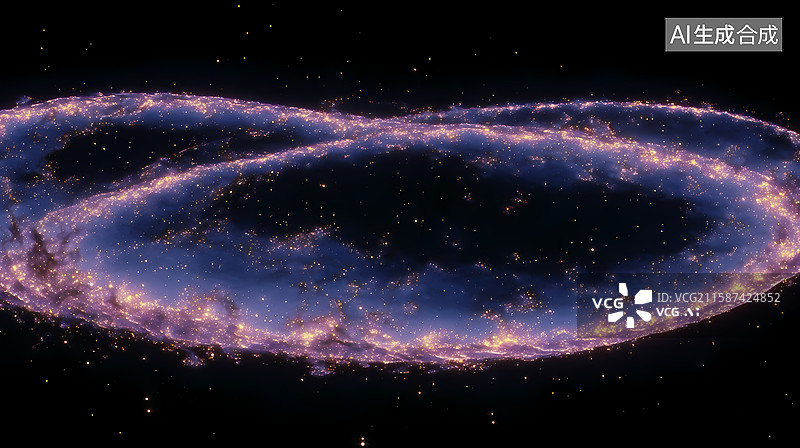 【AI数字艺术】宇宙星系的壮丽环状结构图片素材