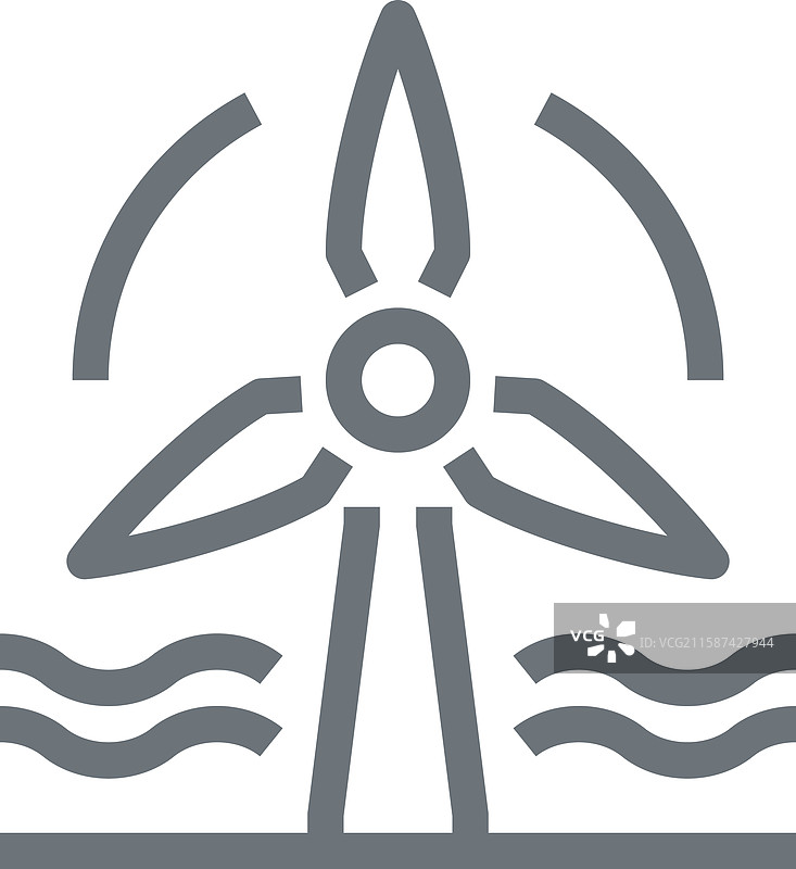 风力涡轮机扁平线条网页图标概念图片素材