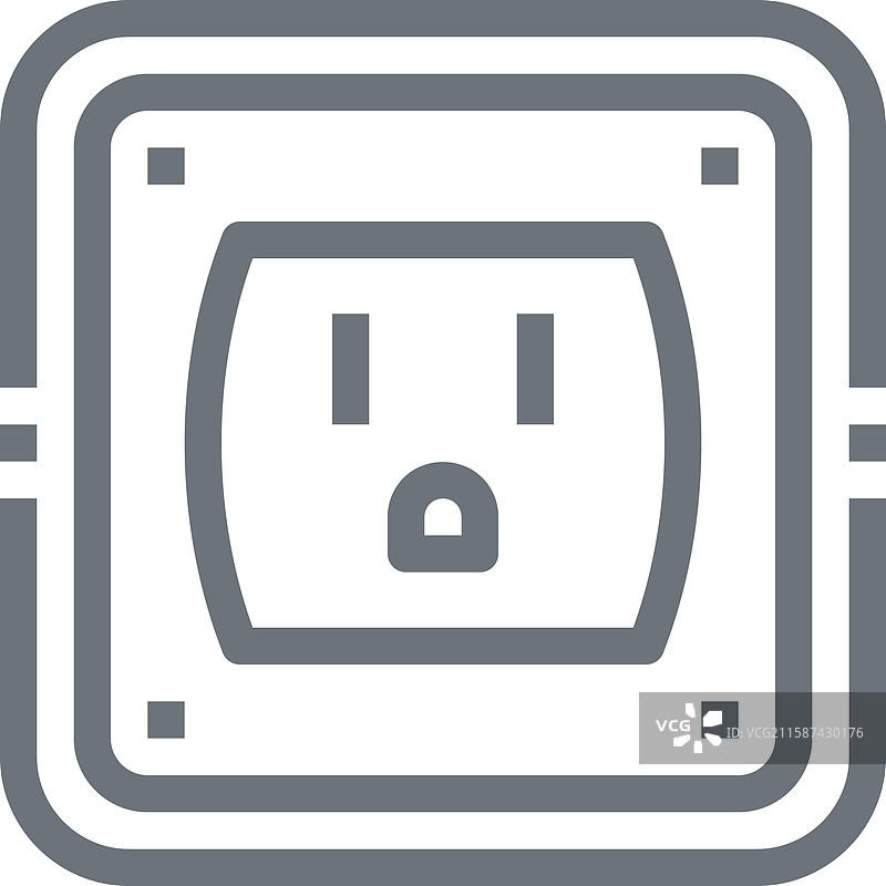 平面线条风格的电源插座网页图标概念图片素材