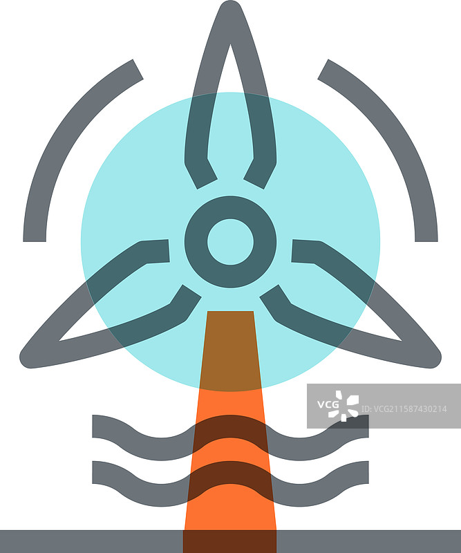 风力涡轮机扁平线条网页图标概念图片素材
