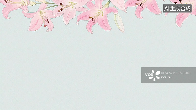【AI数字艺术】2D卡通百合花插画背景-居上图片素材