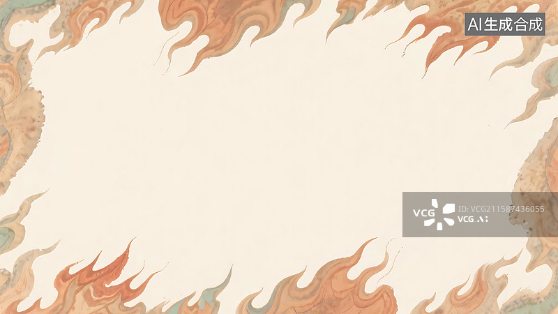 【AI数字艺术】国潮风火焰纹模版插画图片素材