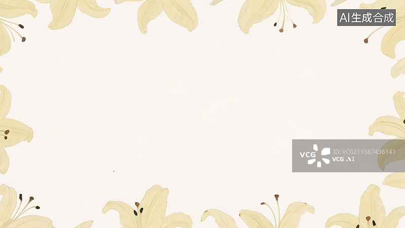 【AI数字艺术】2D卡通百合花插画背景-常规图片素材