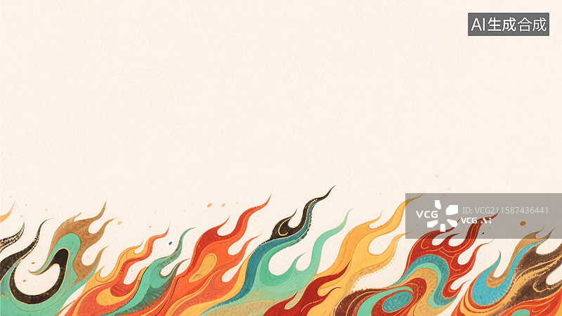 【AI数字艺术】国潮风火焰纹模版插画图片素材