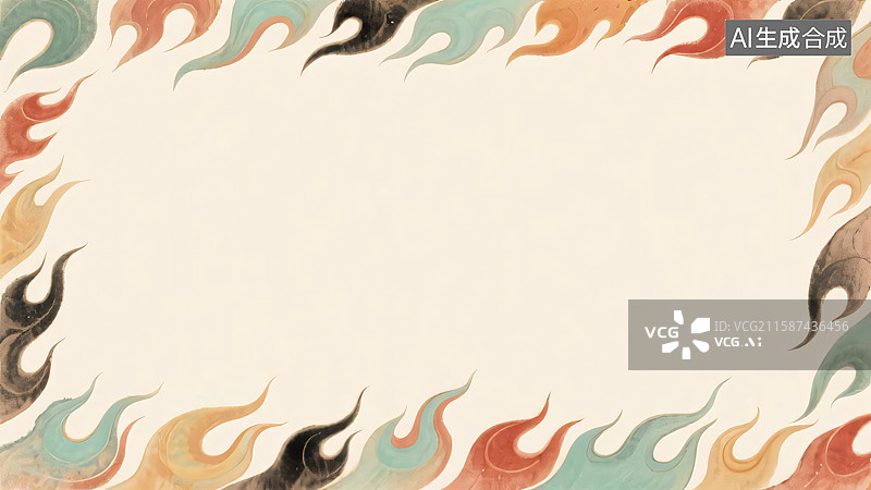 【AI数字艺术】国潮风火焰纹模版插画图片素材
