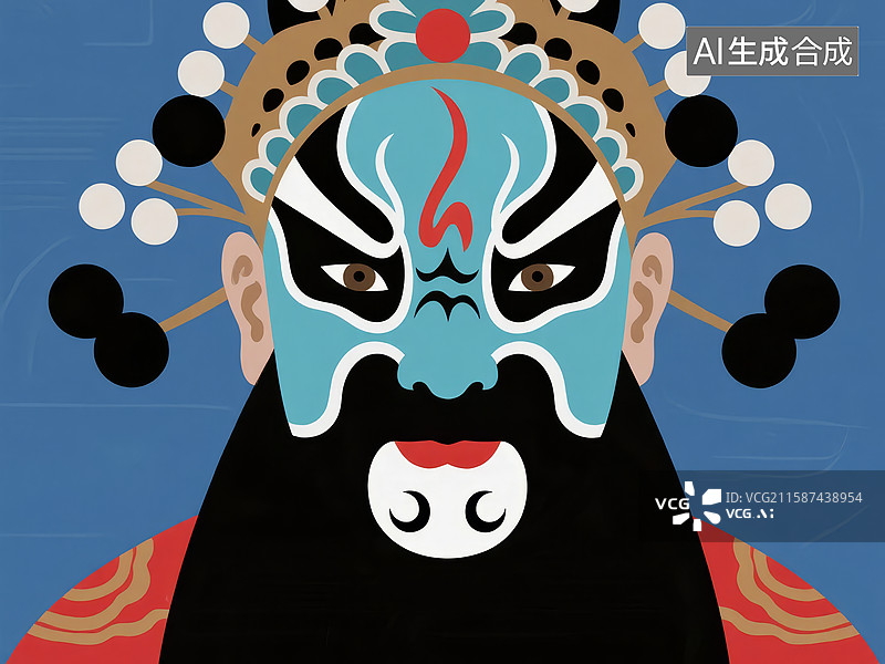 【AI数字艺术】京剧脸谱艺术插画图片素材