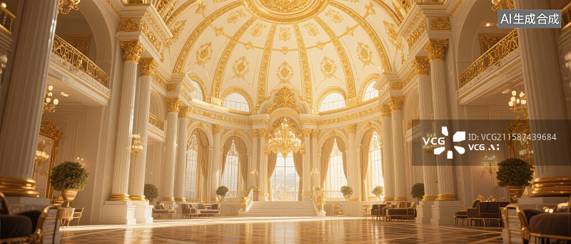 【AI数字艺术】豪华宫殿内部装饰图片素材