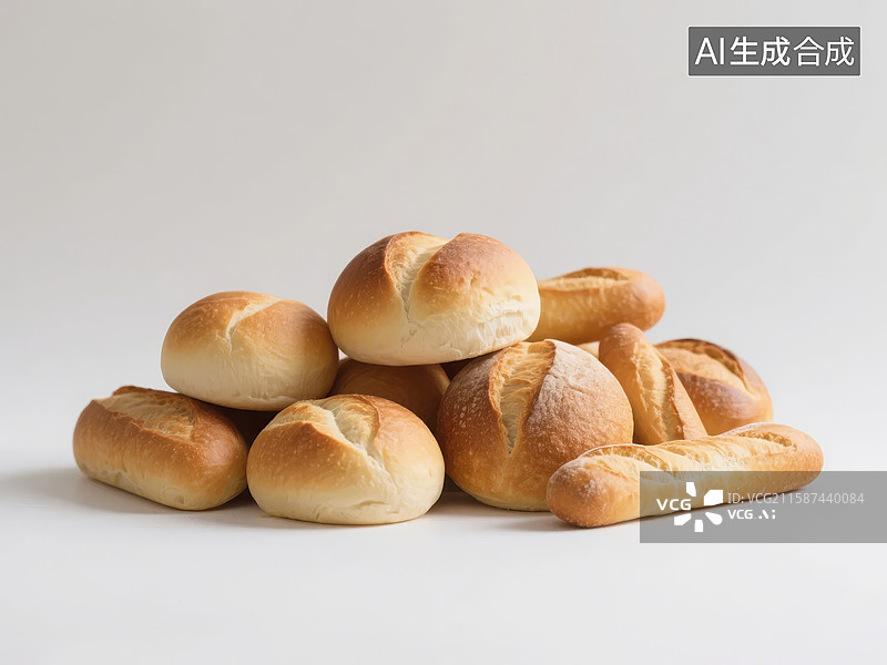 【AI数字艺术】新鲜出炉的面包堆叠图片素材