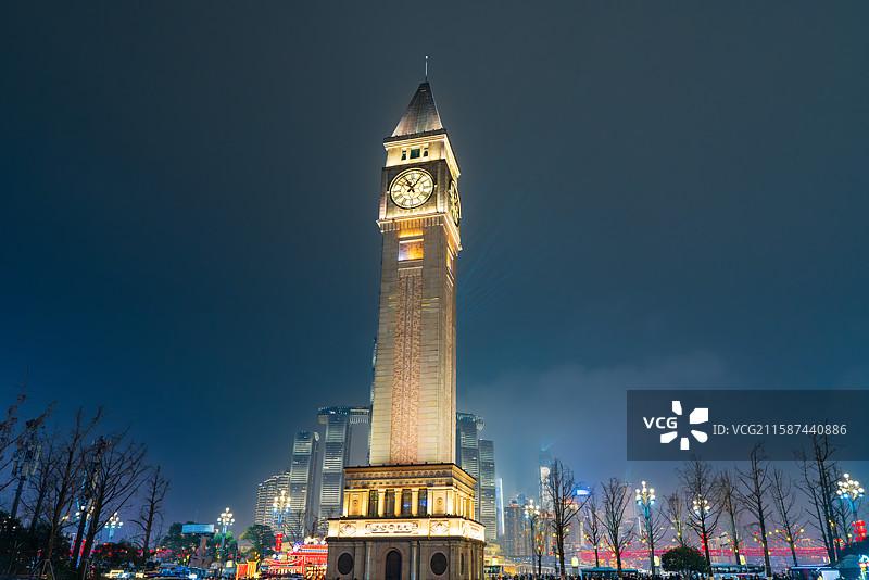 重庆南滨路钟楼广场夜景图片素材