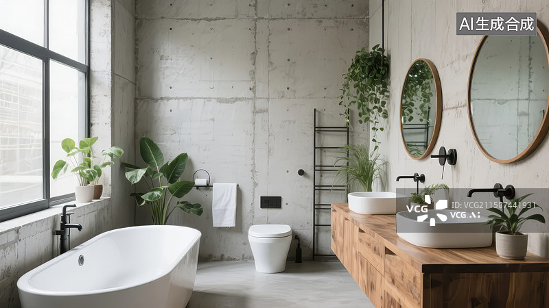 【AI数字艺术】现代简约浴室设计图片素材