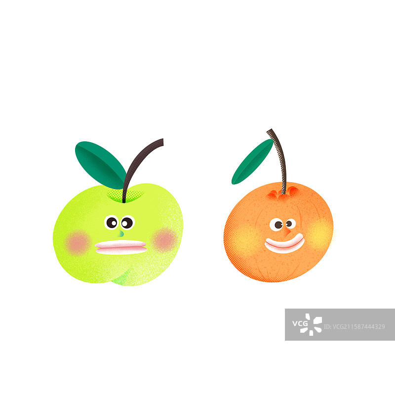 苹果和橘子的卡通形象图片素材