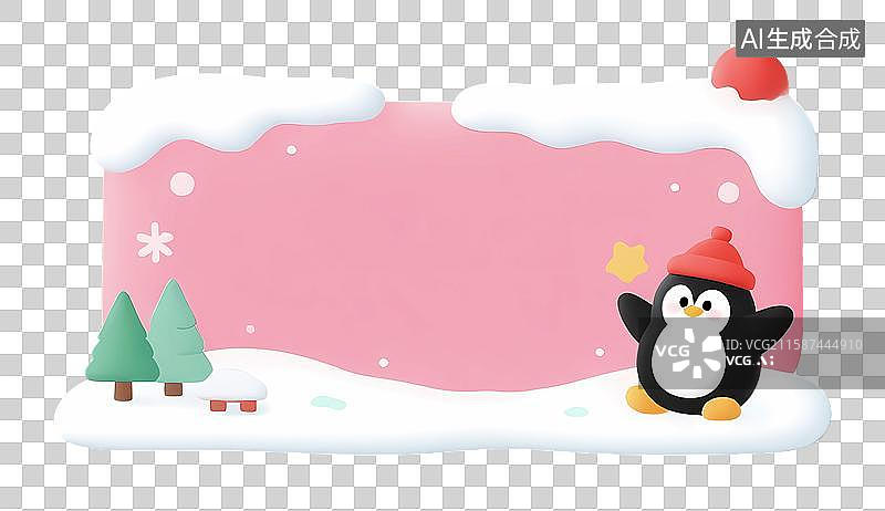 【AI数字艺术】冬季扁平插画雪花边框留言板便签标题框图片素材