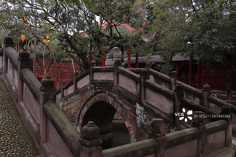 成都崇州罨画池亭台楼阁图-古典园林风光（红楼梦取景地）图片素材